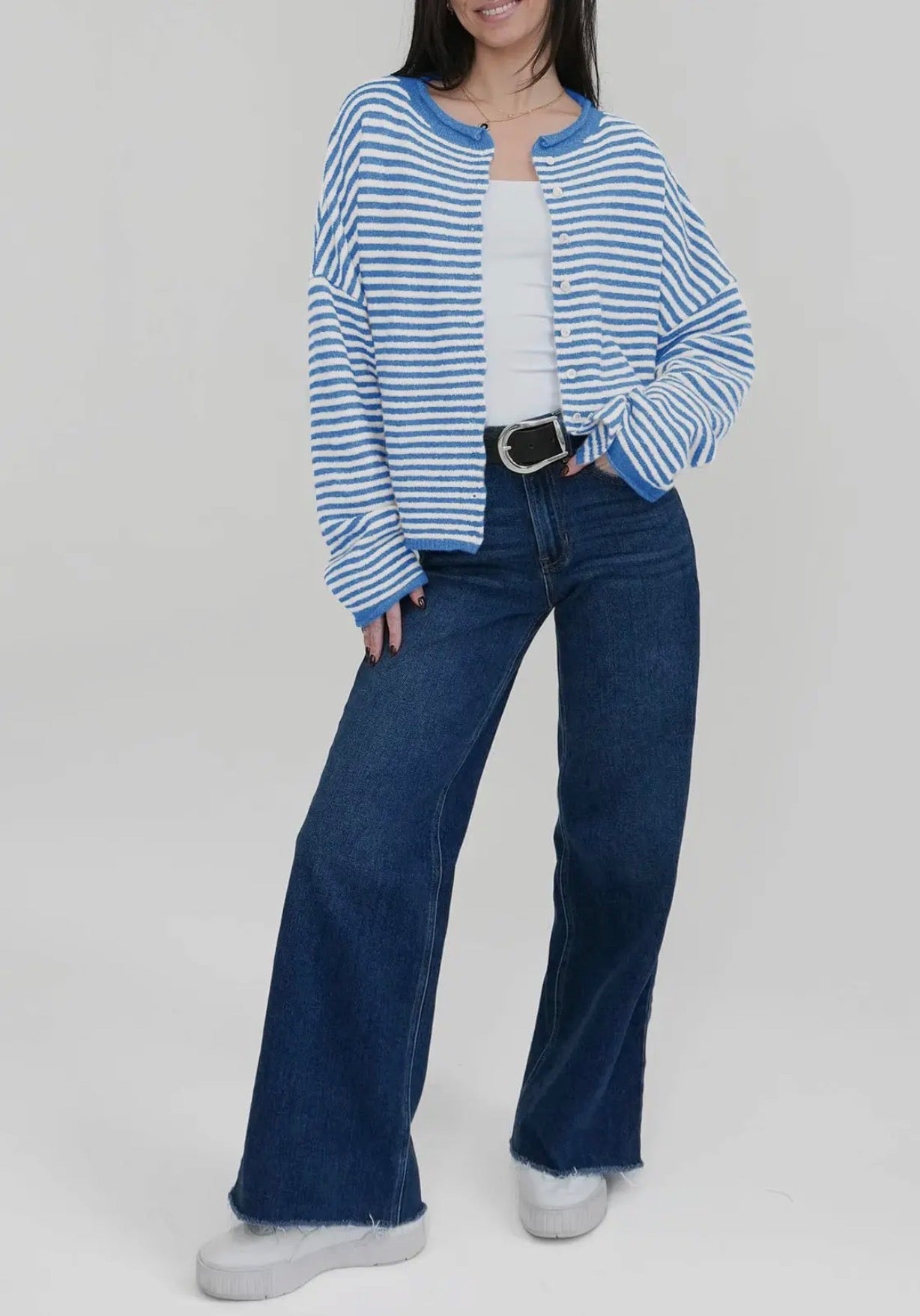 Blue Striped Cardigan