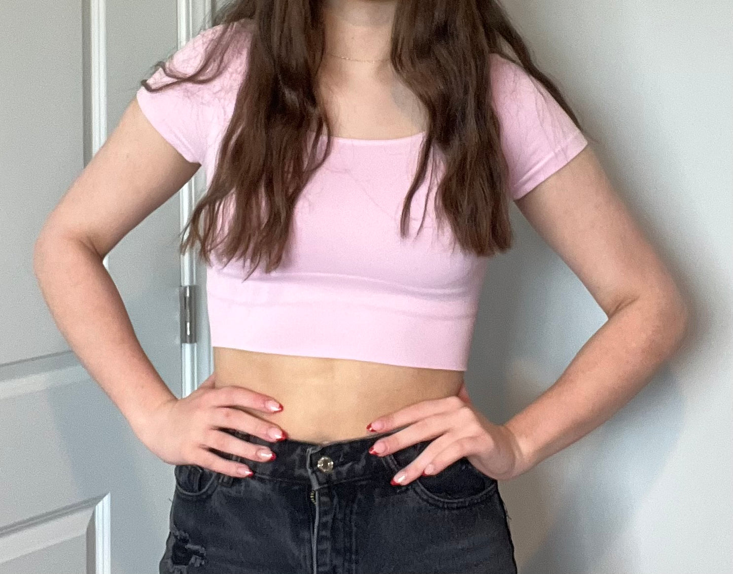 Cap sleeve pink crop