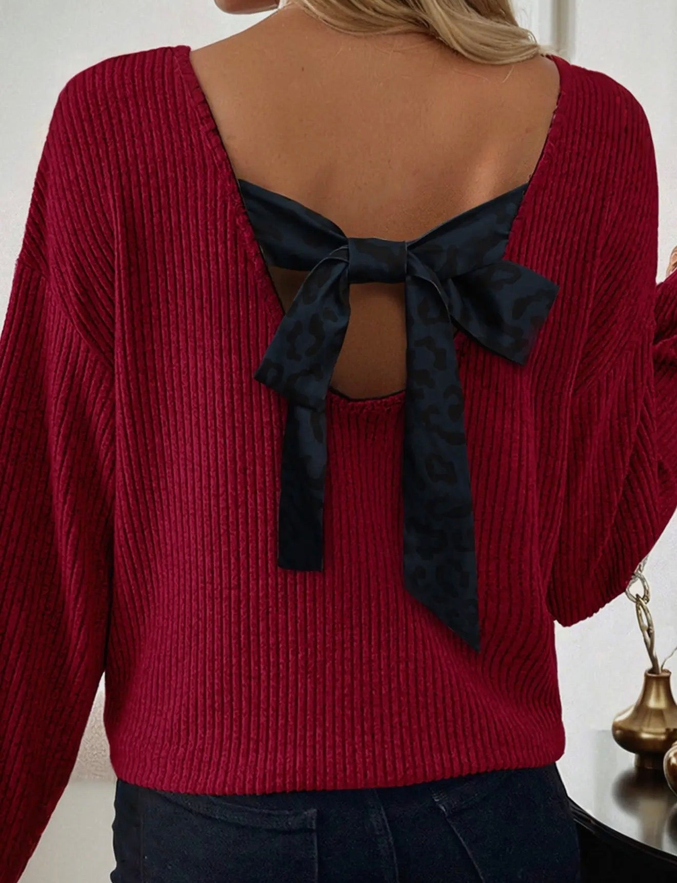 Bow Back Ribbed top - Red