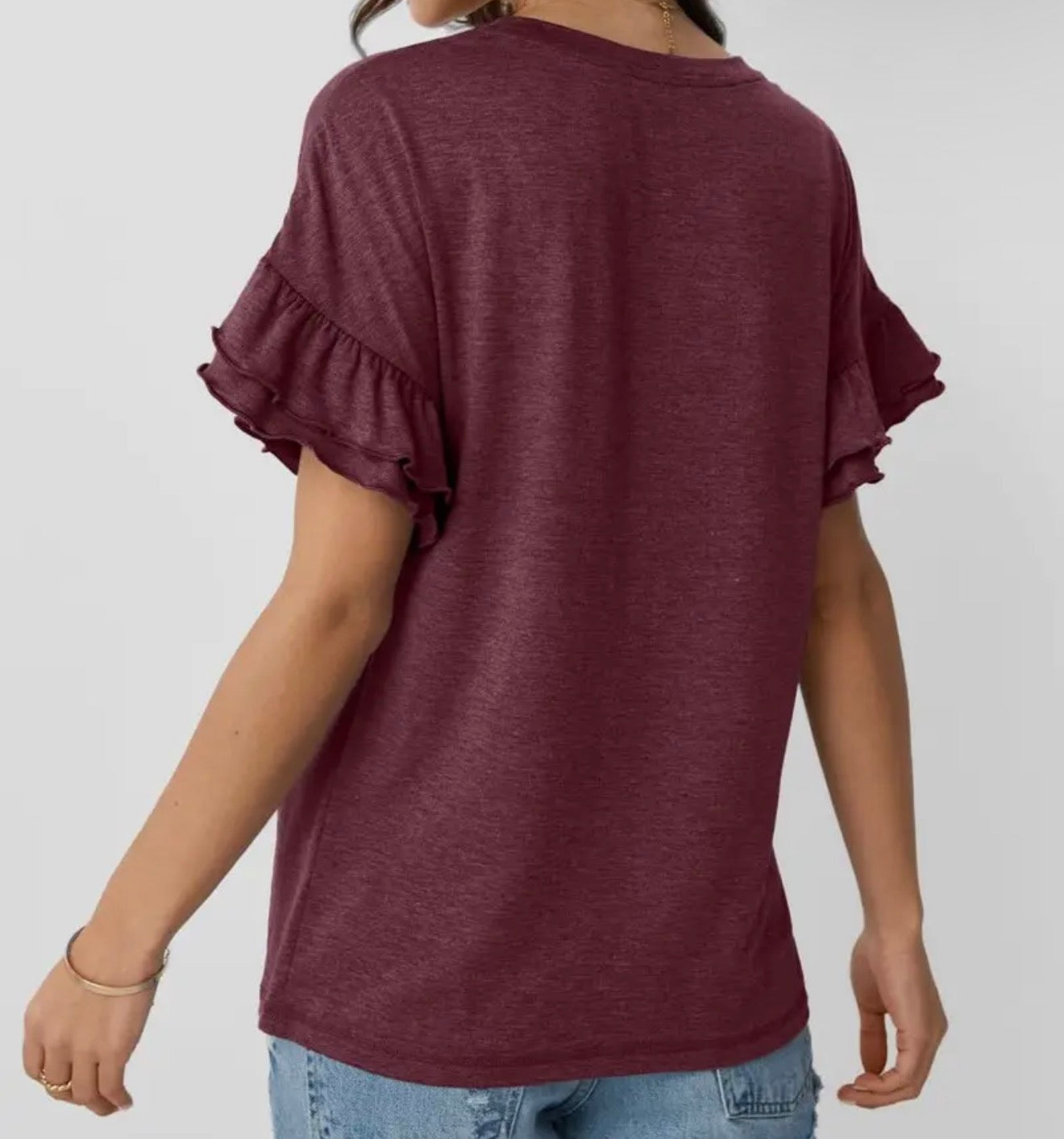 Maroon ruffle top