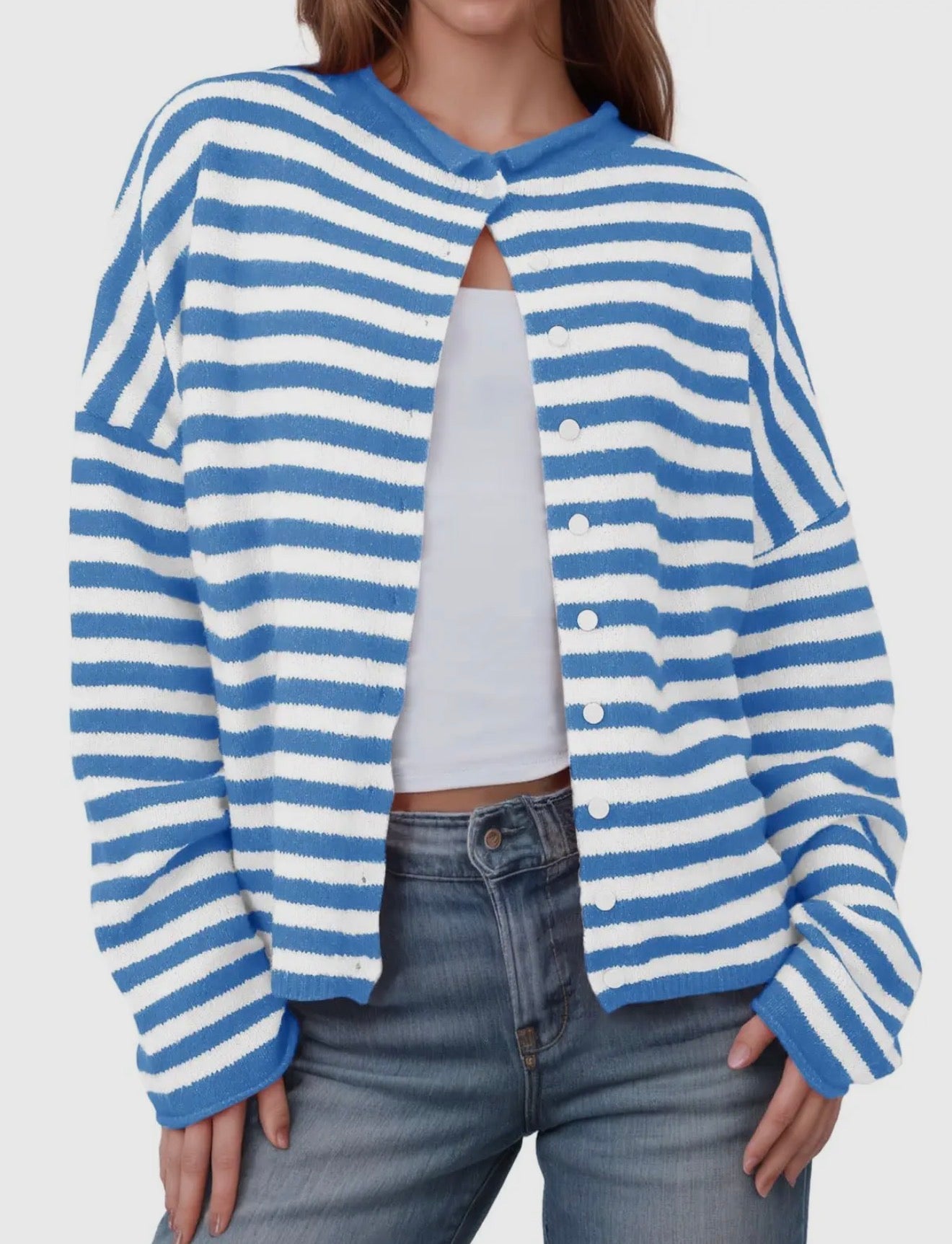 Blue Striped Cardigan