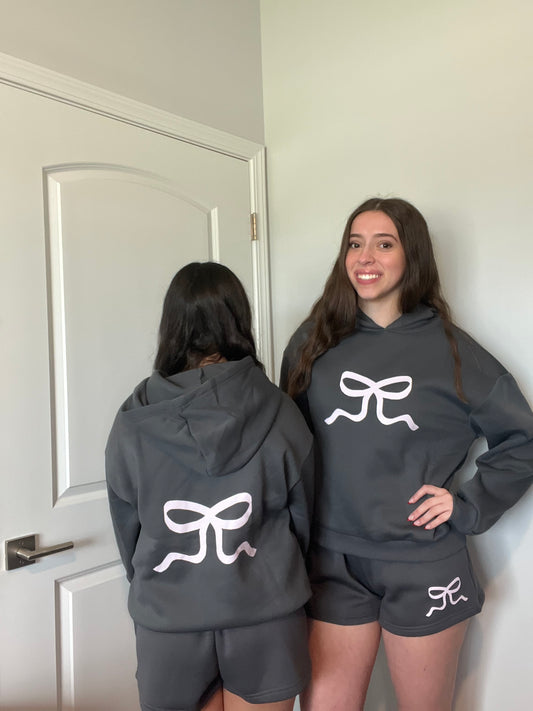 Bow hoodie & shorts set