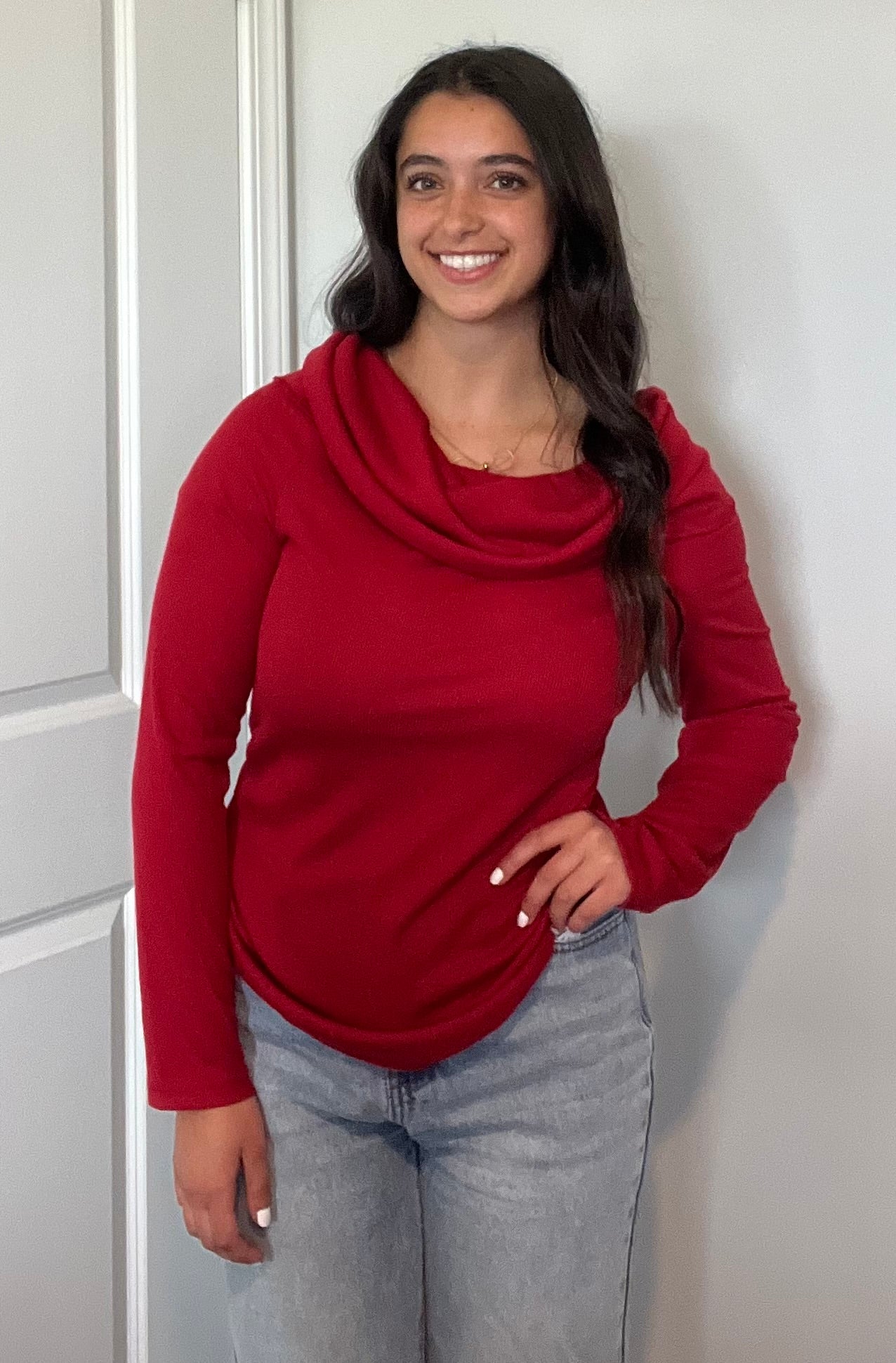 Burgundy Knitted Ribbed Off-The-Shoulder