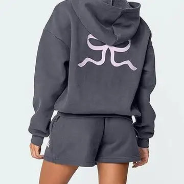 Bow hoodie & shorts set
