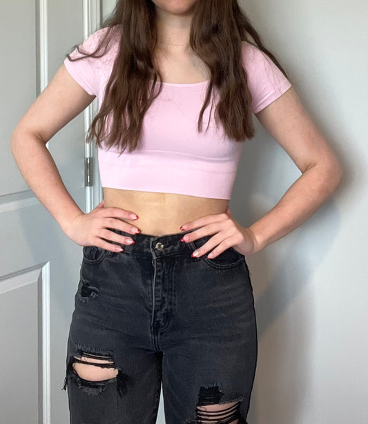 Cap sleeve pink crop