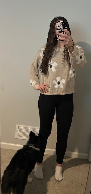Cream Flower Sweater