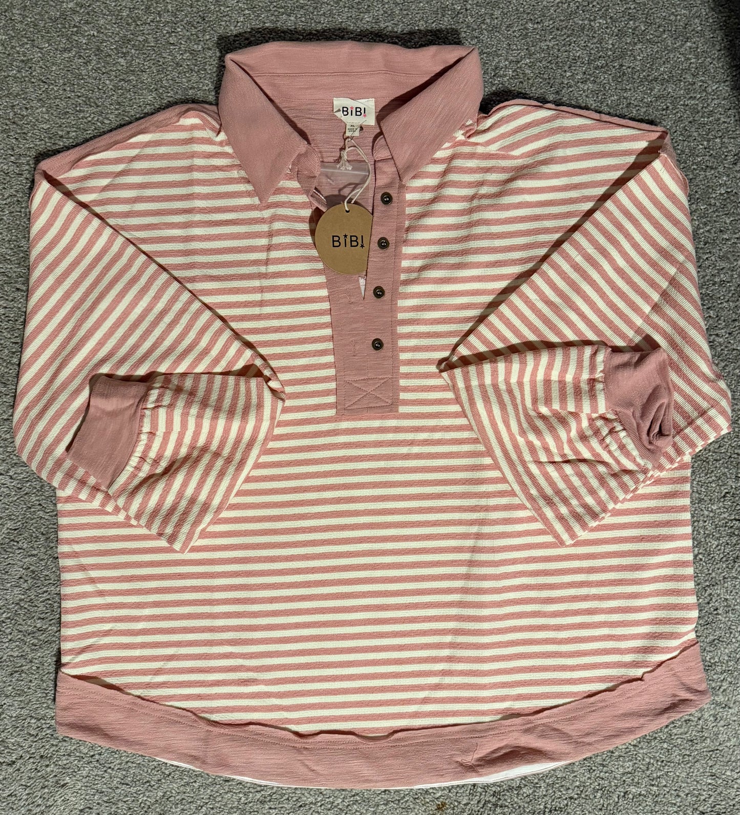 Pink & white striped long sleeve