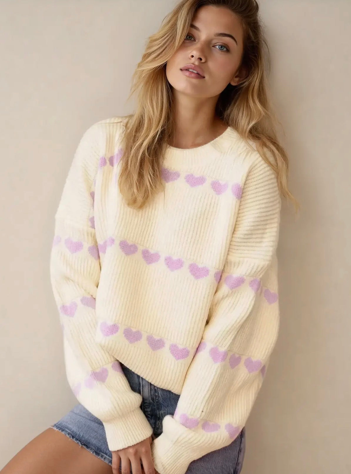 Pink heart Sweater