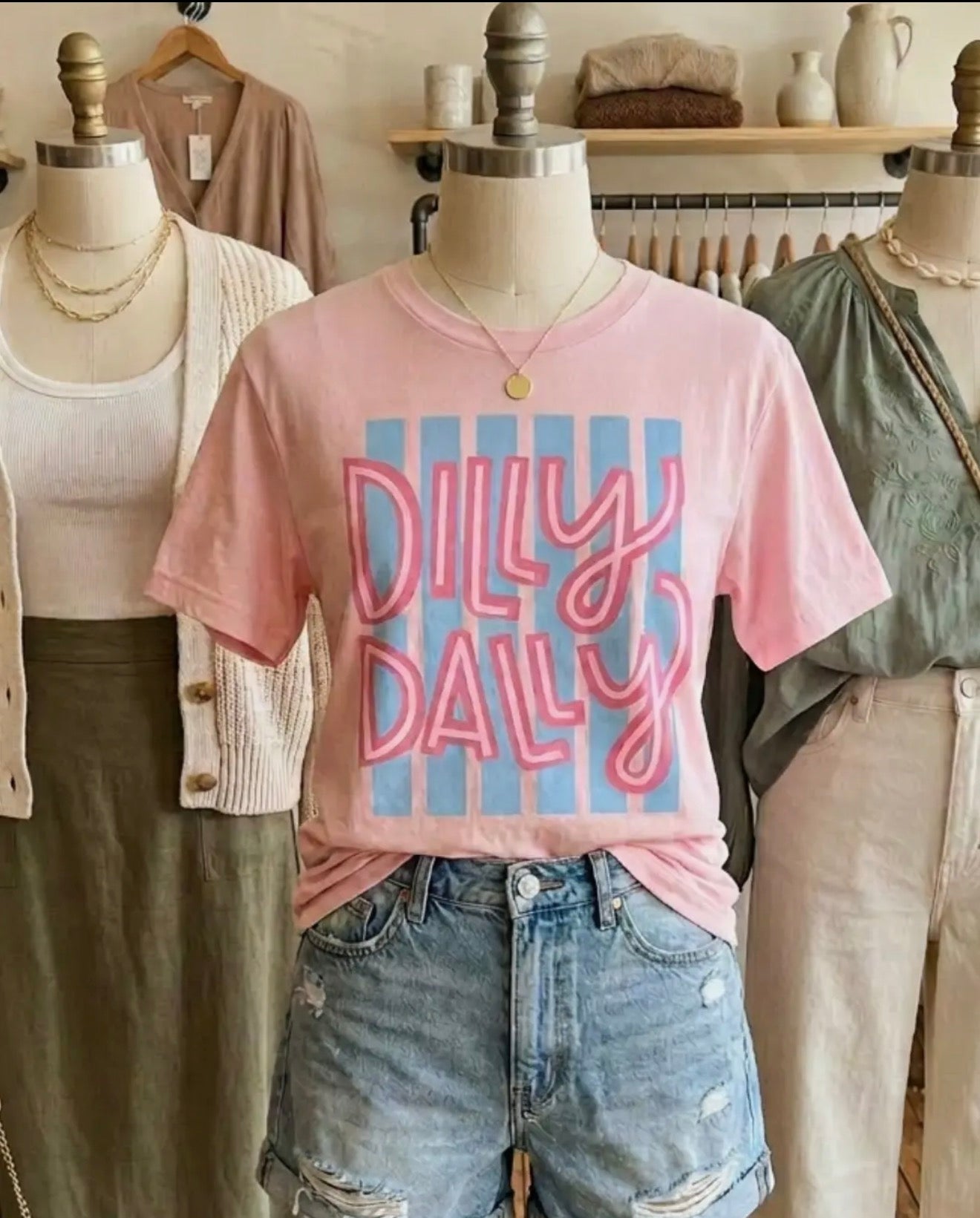 Dilly Dally Striped pink Tshirt