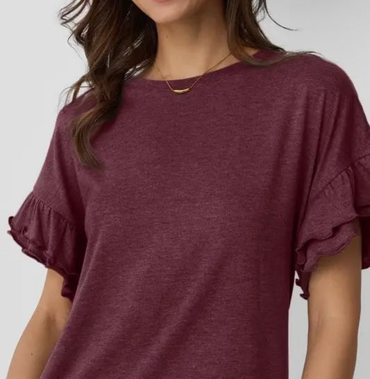 Maroon ruffle top